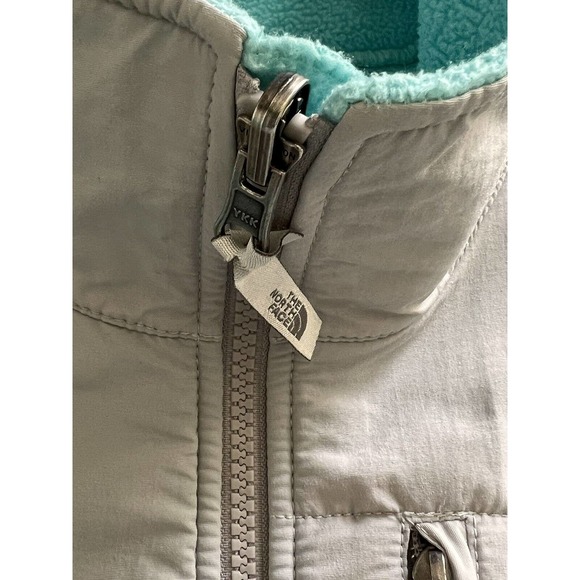 The North Face GreenGray Full Zip Fleece Nylon Jacket Long Sleeve Pockets XSmall - Picture 4 of 11